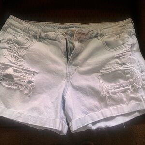 American Eagle Outfitters Blue Jean Shorts Distressed Mid-Thigh
